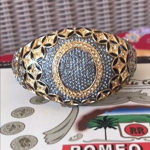 Fabulous vintage black enamel and faux diamond bracelet.